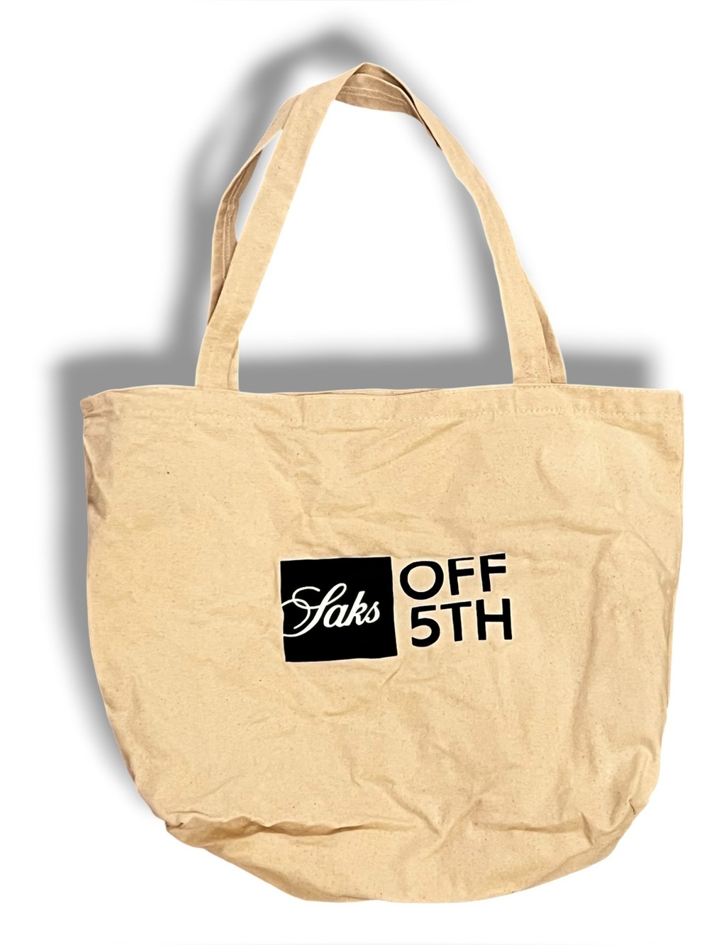Vintage RARE! Saks Off 5th Canvas Tote Bag USA Collectable Cream/Black F-1